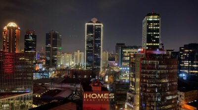 نمای شب پروژه ماسلاک 42 در محله ماسلاک استانبول - آپارتمان لوکس مناسب دریافت پاسپورت ترکیه