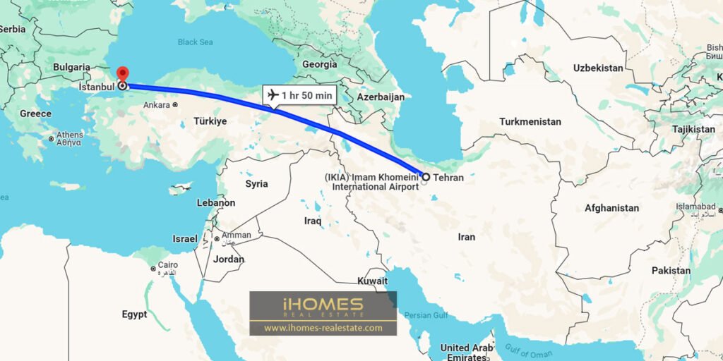 مدت پرواز تهران به استانبول 3 ساعت و نیم - آی هومز